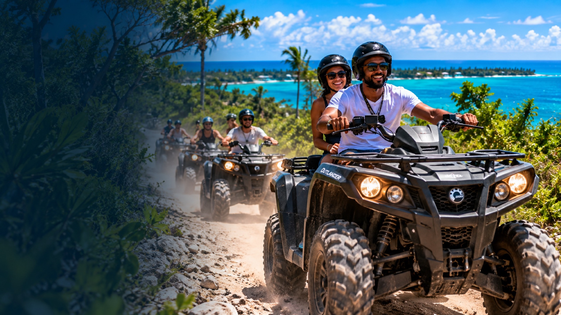 Guests riding ATVs on a Grand Bahama trail