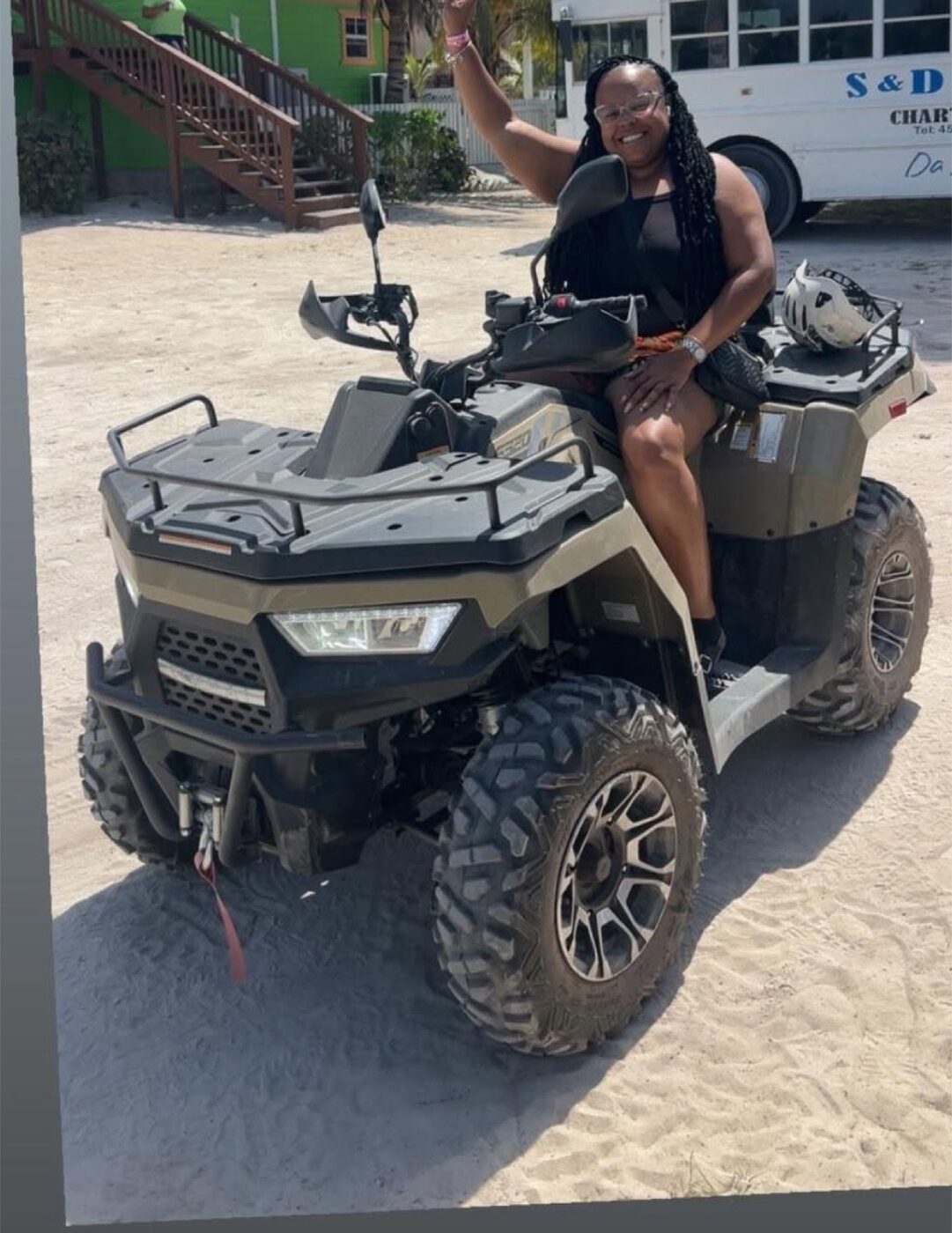 Cruise visitor riding an ATV in Grand Bahama